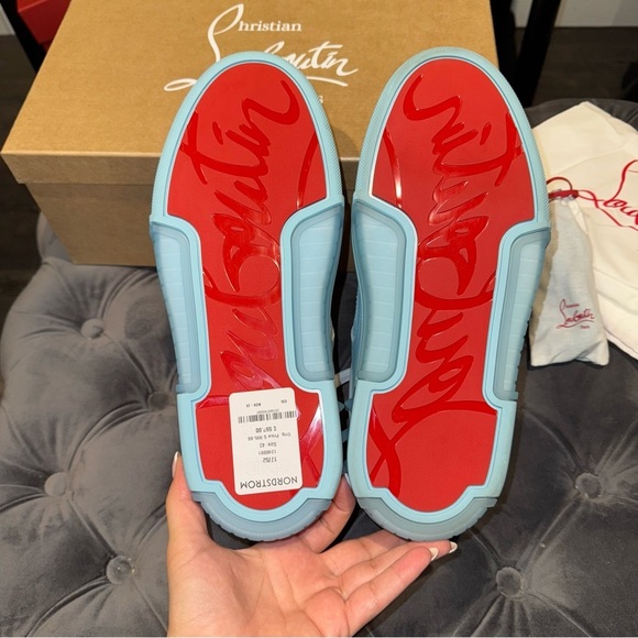 Size 43 Christian Louboutin Astroloubi Spiked Leather and Mesh Sneakers - Picture 7 of 12